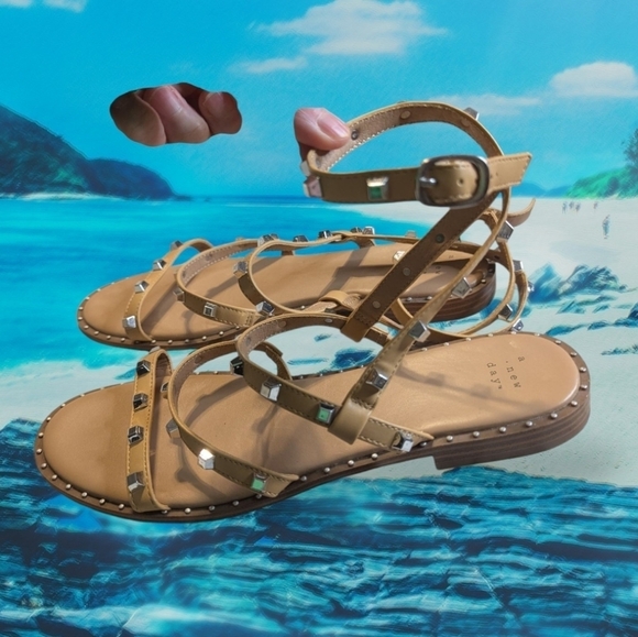 GUC A New Day Tan Studded Women's Gladiator Style Sandals Size 11 - Picture 5 of 10